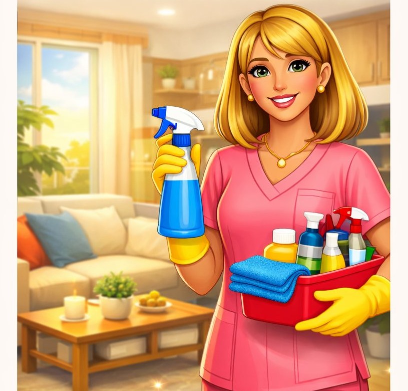 A friendly TLC cleaning specialist in a sunny home